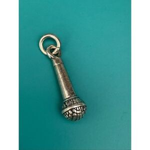 .925 Microphone Sterling Silver Jewelry Charm #music #singing